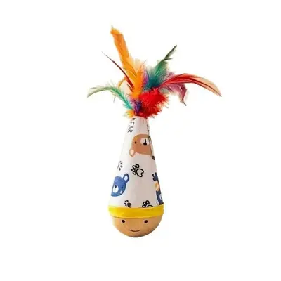Weeble Feather Cat Teaser Wand, Interactive Self-Play Cat Toy