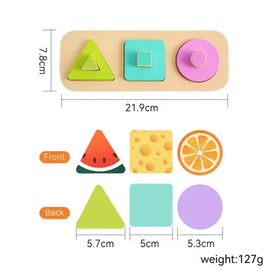 Baby Educational Early Learning Shape Matching Toys Child Color Sensory Montessori Teaching Aids Wooden Hand-Carved Board - 7