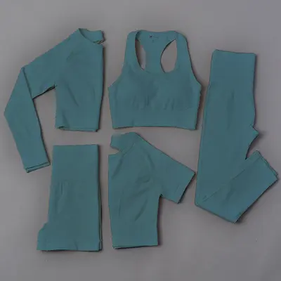 Avrupa ve Amerikan yeni yoga giyim seti profesyonel spor yoga pantolonları koşu kalça kaldırma dikişsiz spor çıplak sutyen toptan - 7