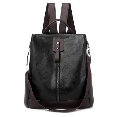 Women's PU Leather Backpack, Anti-Theft, Large Capacity Business Bag - 7