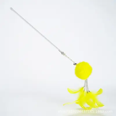 Handgefertigte Katzenangel mit Glöckchen, Feenform, Kaninchenfell - 4