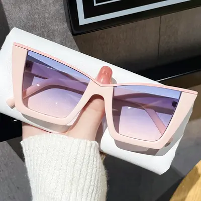 Gold-Accent Cat-Eye Sunglasses, UV400 Protection, Minimalist - 3