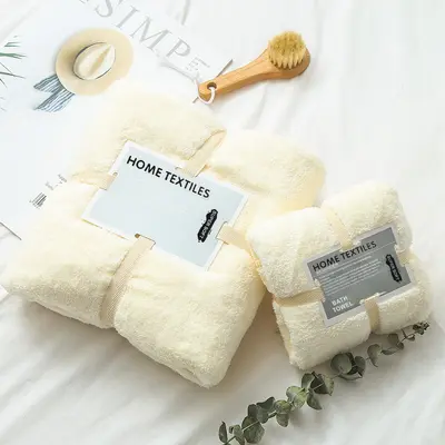 Mercan velvet towel bath towel set two-piece facial towel soft absorbent parent-child towel set home gift gift item - 7