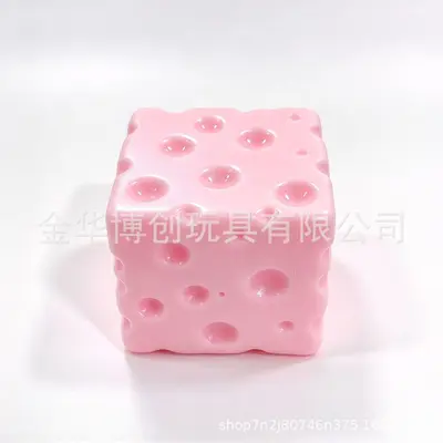 Oversized Cheese-Shaped Squeeze Stress Toy Filled with Petroleum Jelly and Coconut Oil - 8