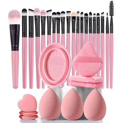30-teiliges Makeup-Pinsel-Werkzeugsortiment, komplettes Set, Anfänger-geeignet, tragbar, Reise-Makeup-Schwämme, komplettes Make-up-Set - 9