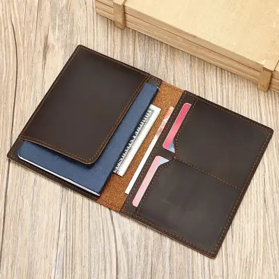 Crazy Horse Genuine Leather Passport Wallet with Card Holder - 8