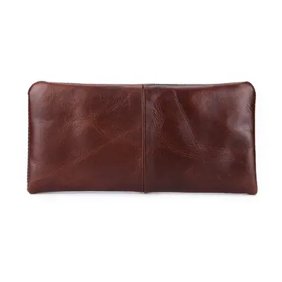 Genuine Leather Men's Long Wallet Clutch with Multiple Card Slots, Cowhide - 4