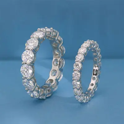 Moissanit-Ring, Farbe D, 18K Weißgold, 950 Platin-Optik - 7