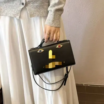 Women's Silver Patent Leather Small Square Handbag with Shoulder Strap - 4