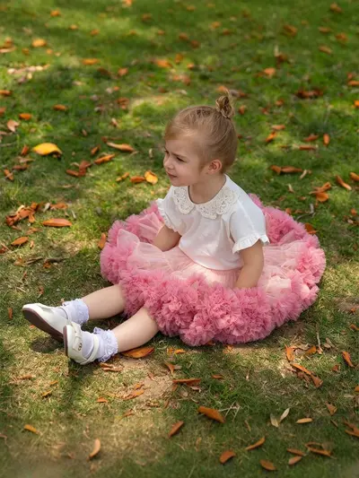 Kız Çocuk Yarım Tütü Etek, Yumuşak Tül Lolita Etek