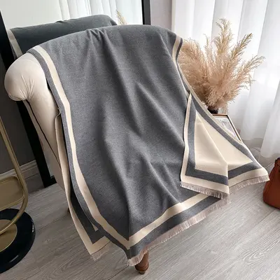 Women's Imitation Cashmere Scarf, Thick, Soft, Double-Sided Shawl - 11