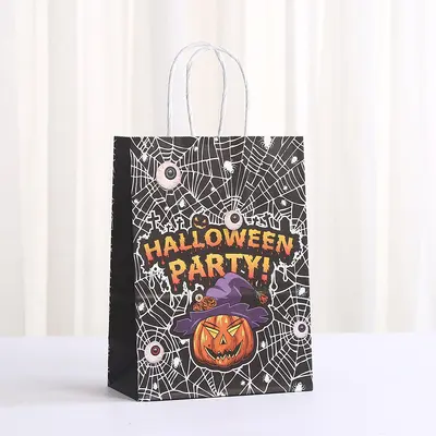 Halloween Printed Kraft Paper Gift Bag, Party Candy Bag - 11