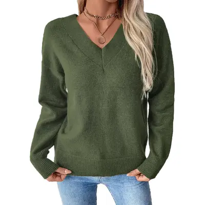 Baifenzhi Yi Damenpullover sexy mit tiefem Rückenausschnitt und V-Ausschnitt