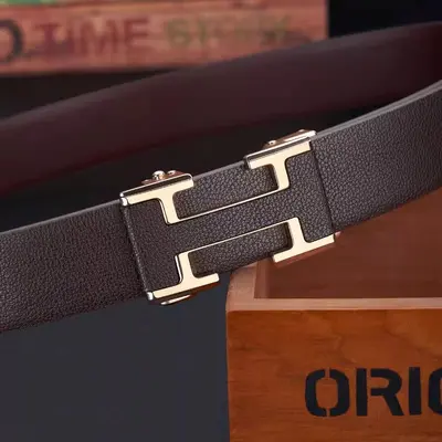Men's genuine cowhide belt with automatic buckle