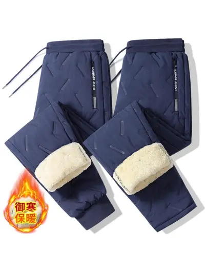 Herren-Freizeithose aus Baumwolle mit Lammfell-Futter, große Größen