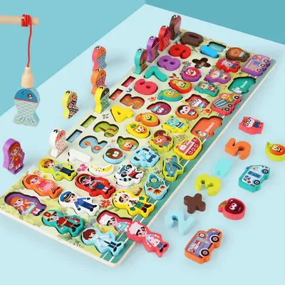 Magnetic Number Puzzle Blocks for 1-2 Year Olds, Fishing Game - 10