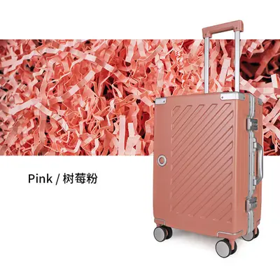 High-quality business trolley case, aluminum frame, sturdy and durable, stylish wheeled luggage for men and women, travel suitcase, combination lock - 11