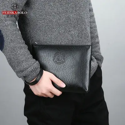 Men's Clutch Bag in PU Leather with Large Capacity Wallet Compartment - 2