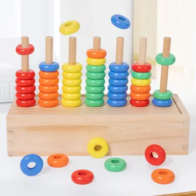 Children's Colorful Ring Toss Game, Color Recognition and Matching - 3