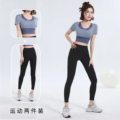 Universal size yoga pants women high waist pilates fitness set - 11