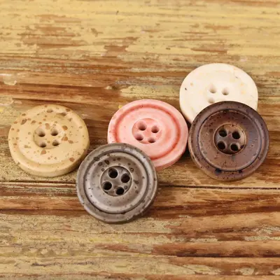 Resin Buttons with Double Ring and Imitation Bone Look for Men's Garments