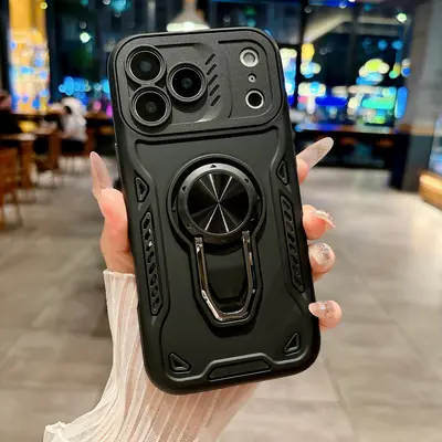 iPhone 17 Pro Max Handyhülle mit Präzisionslöchern, drehbarer Ringständer, stoßfest