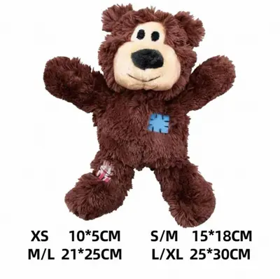Американский бренд KONG Игрушка для собак Patch Bear для домашних животных, устойчивая к жеванию, верёвочный узел, плюшевая игрушка для прорезывания зубов, снятие скуки, игрушка для щенков от скуки, перетягивание - 7