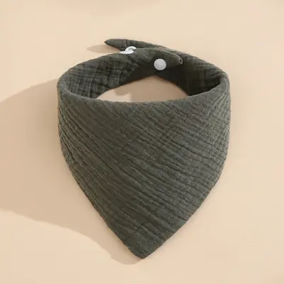 Baby Triangle Drool Bib, Four-Layer Cotton Gauze - 8