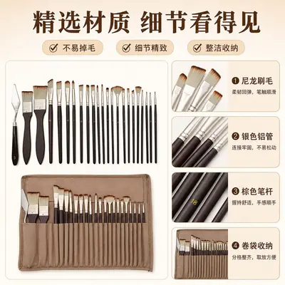 跨境批发美术绘画工具套装画笔套装调色刀收纳包组合水彩水粉丙烯 - 4