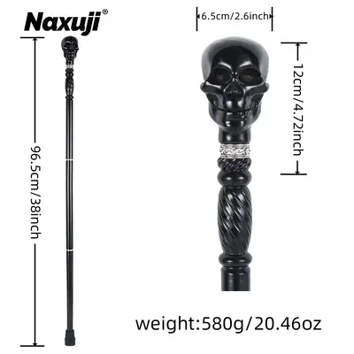 Three-Section Wooden Black Skull-Head Anime Cosplay Staff, Black Butler Ciel Prop