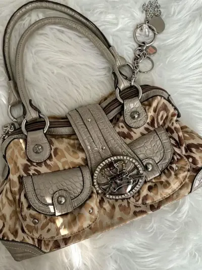 Leopard Print Women's Shoulder Bag, Retro Large Capacity Handbag
