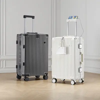 Aluminum Frame Multifunctional Suitcase with Combination Lock and Universal Wheels - 2