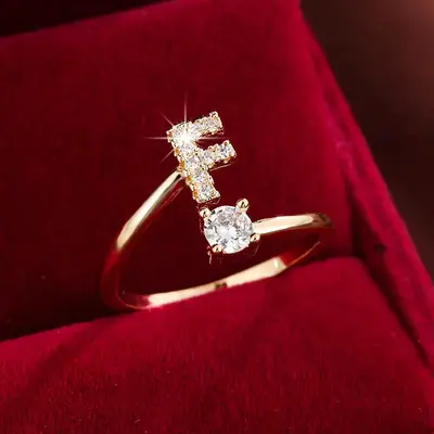 26 Letter Zircon Open Ring Women Micro-inlaid - 12