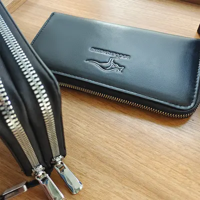 Men's Long Wristlet Bag, Single Handle, Multi-Slot Zipper Wallet - 5