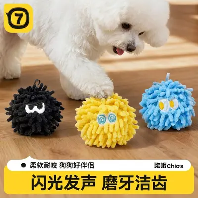 Squeaky Dog Mop Ball Toy, Molar Chew and Teeth Cleaning