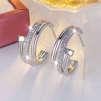 Hochwertiges Mikro-Pavé-Zirkonia-18K-Goldplattierter Nagel-Armband für Damen, europäisch-amerikanischer Luxus-Nischendesign - 9