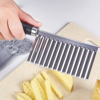 Patates kesme bıçağı, dalgalı desenli, paslanmaz çelik, ev kullanımı - 4