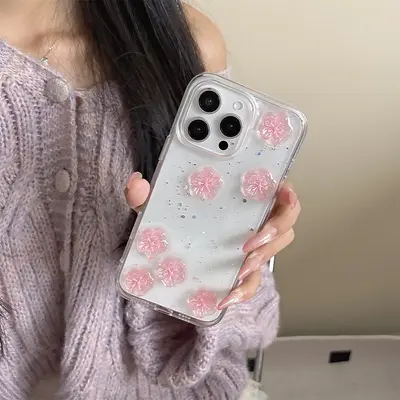 Apple iPhone 17 Pro sakura case with glitter powder design