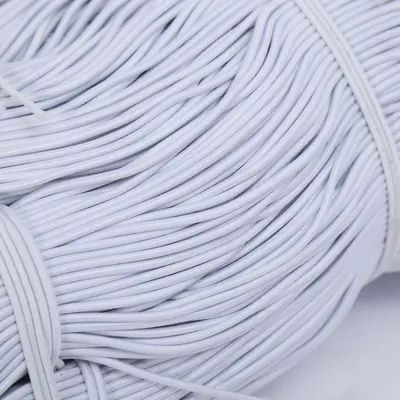 Black and White Latex Round Elastic Cord, 0.8–3.0 mm - 10