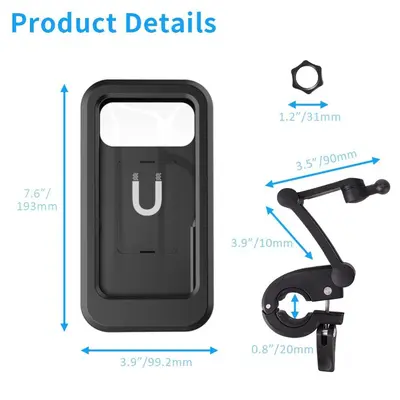 Motorcycle Phone Holder, Waterproof Handlebar Navigation Mount - 3