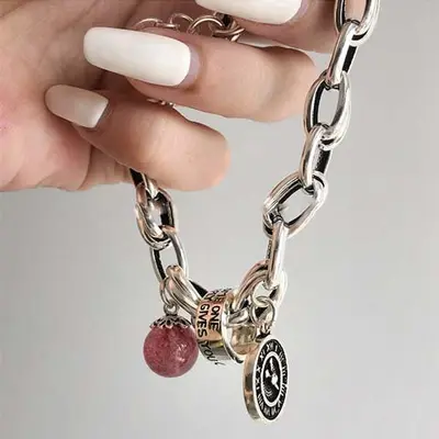 925 gümüş yıldız bilekliği, vintage stil - 7
