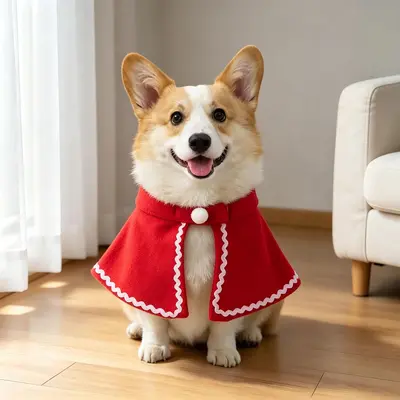 Pet Christmas Costume with Hat and Cape for Cats and Dogs - 9