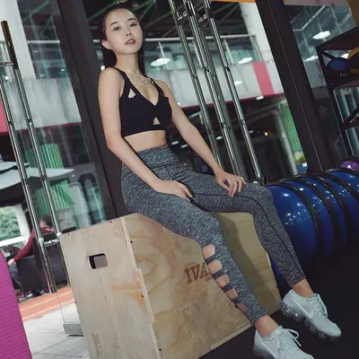Oyuklu Yüksek Bel Fitness Yoga Pantolonu Kadın Geniş Paça P1611