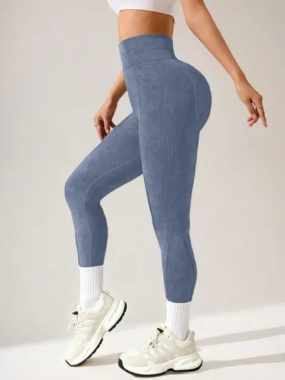 Seamless High-Waist Butt-Lifting Yoga Leggings, Sand-Washed - 11
