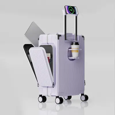 20 inch three-fold front-opening trolley suitcase, large capacity PC hardshell - 12