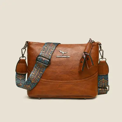 Damen-Schultertasche klassisch schlicht mit breitem Schultergurt - 8