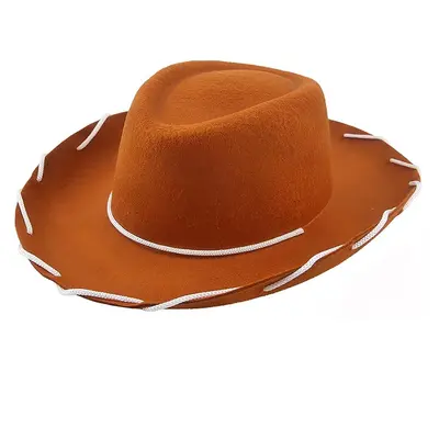 Western-Cowboyhut mit breiter Krempe, Braun und Weiß - 5