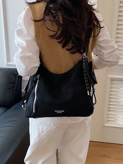 Matte Large-Capacity Women's Tote Bag, Multifunctional Commuter Shoulder and Crossbody - 3