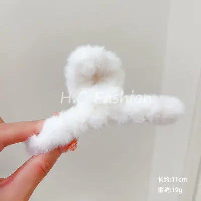 Kadınlar için kalın saçlı, kabarık pençe tokalı, arka saç topuzu için köpekbalığı tokalı, ekstra büyük, sade, çok yönlü moda peluş saç tokası. - 12
