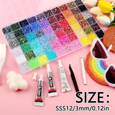 Nail Rhinestone Set 24-60 Colors, Large Capacity Resin AB Rhinestones